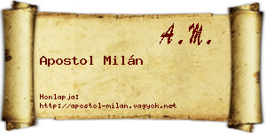 Apostol Milán névjegykártya